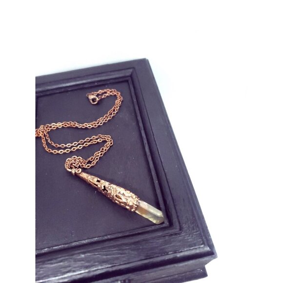 Copper Filigree red quartz crystal necklace handmade copper electroplated - Picture 10 of 12